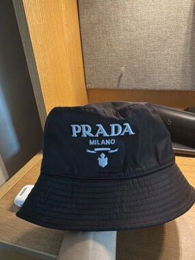 Prada Black Signature Bucket Hat with Inner Label